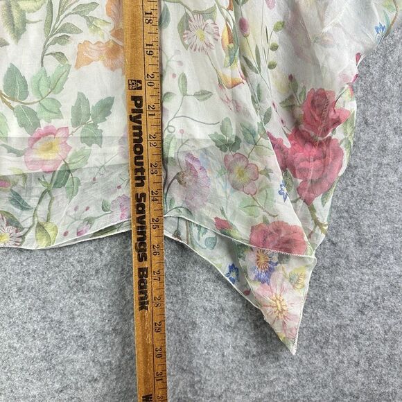 Elena Baldi Silk Top Womens L Floral Blouse Watercolor Artsy Lined Stretch Italy - Picture 15 of 16